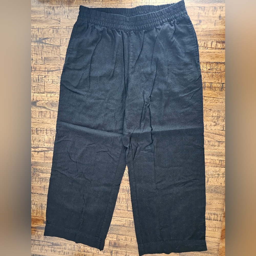 Old Navy Black Wideleg Linen Pants
